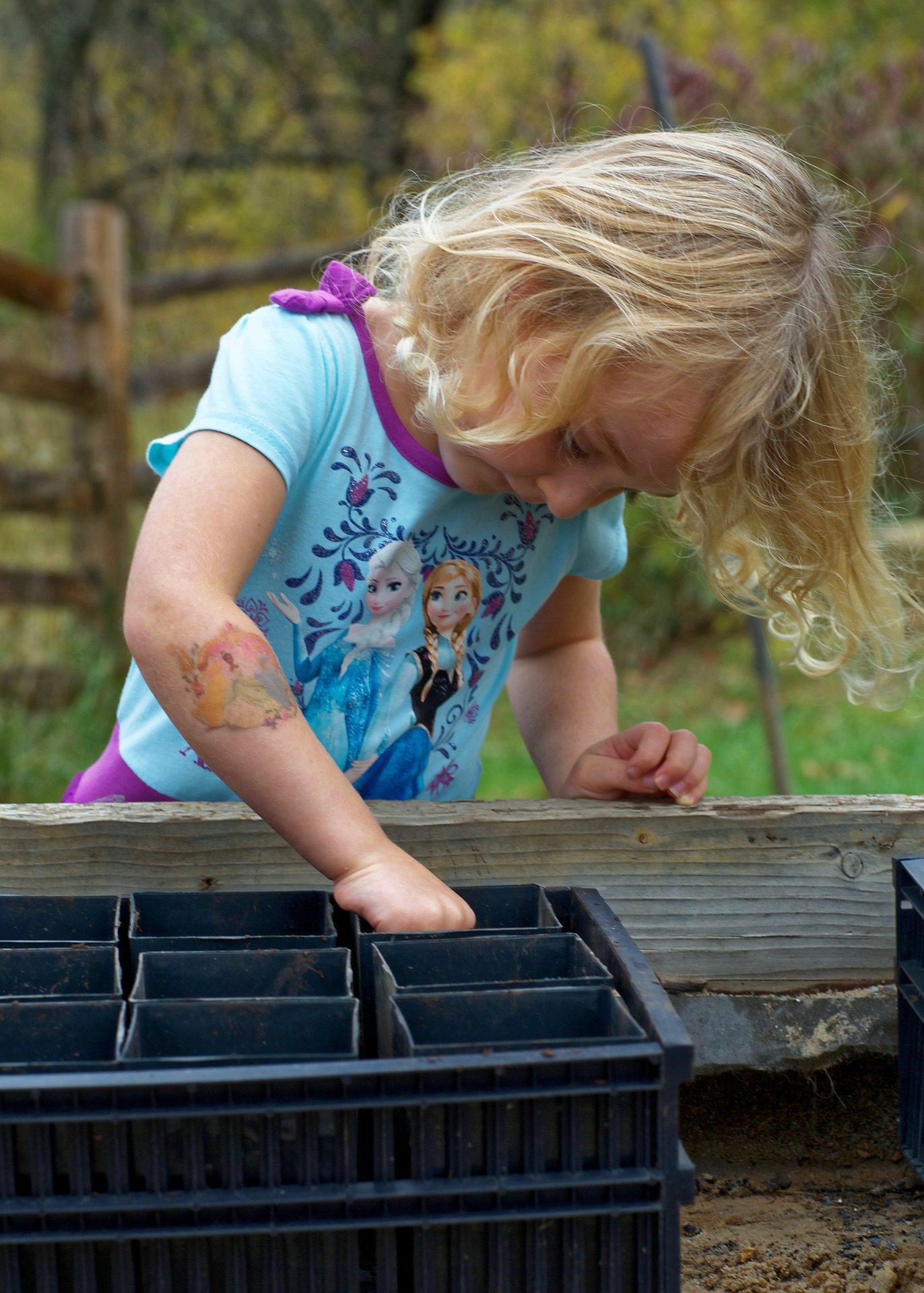 Young girl sowing seeds